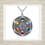 Chakra Healing Necklace - Sterling Silver Lotus Jewelry - High quality product image