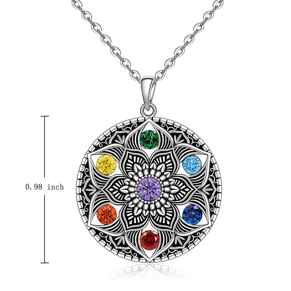 Chakra Healing Necklace - Sterling Silver Lotus Jewelry - Maria