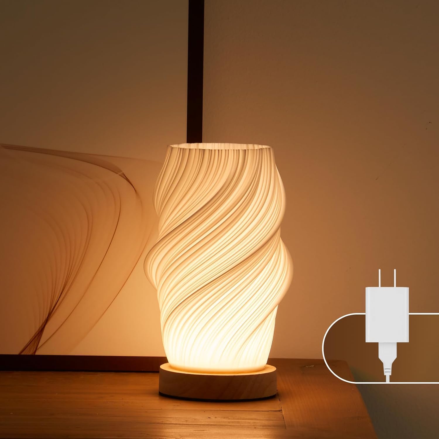 Dawnwake Essence Bedside Lamp with Wood Base