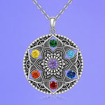 Chakra Healing Necklace - Sterling Silver Lotus Jewelry - Maria