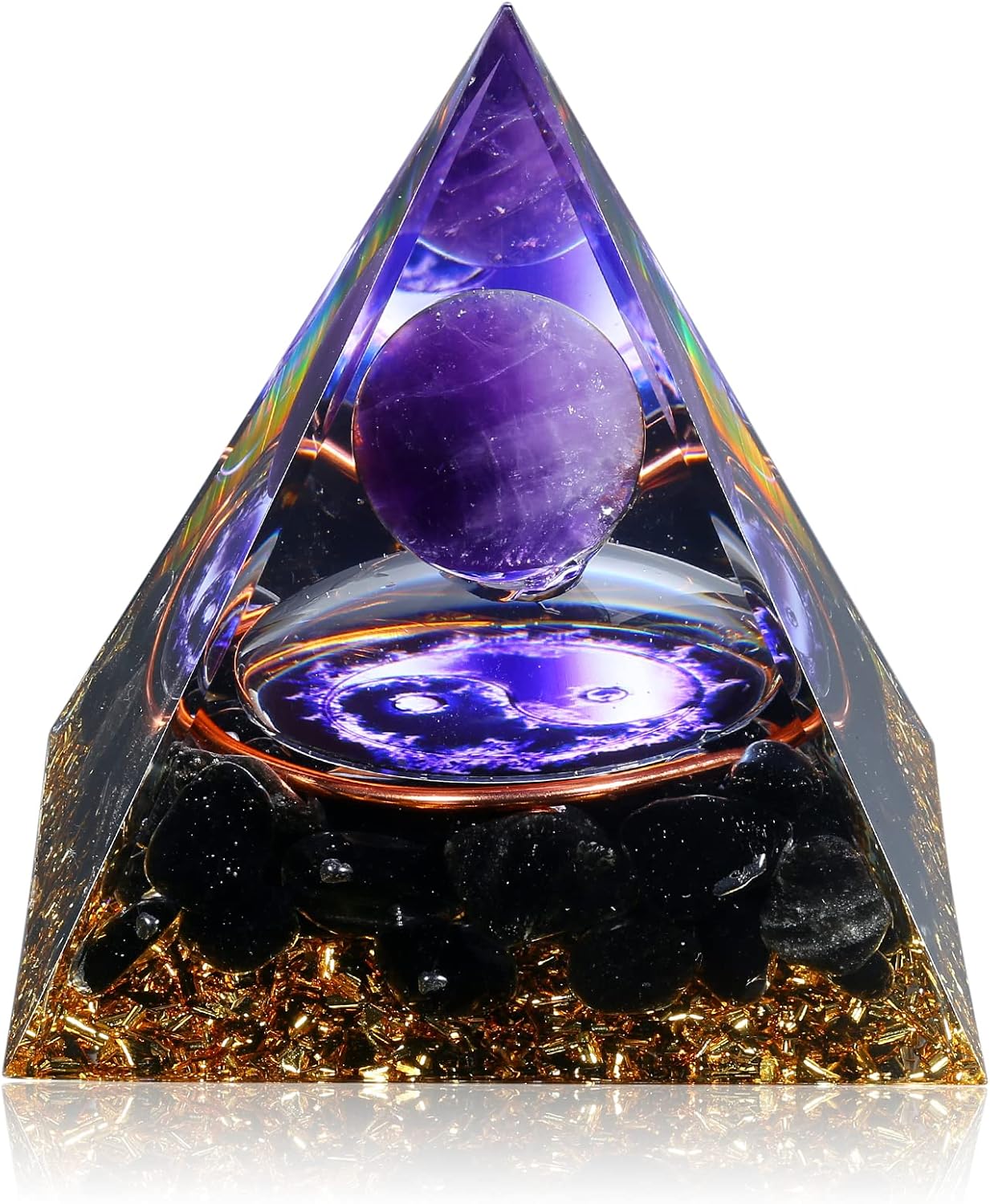 Soonby Obsidian & Amethyst Orgone Pyramid