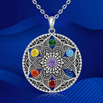 Chakra Healing Necklace - Sterling Silver Lotus Jewelry - Maria