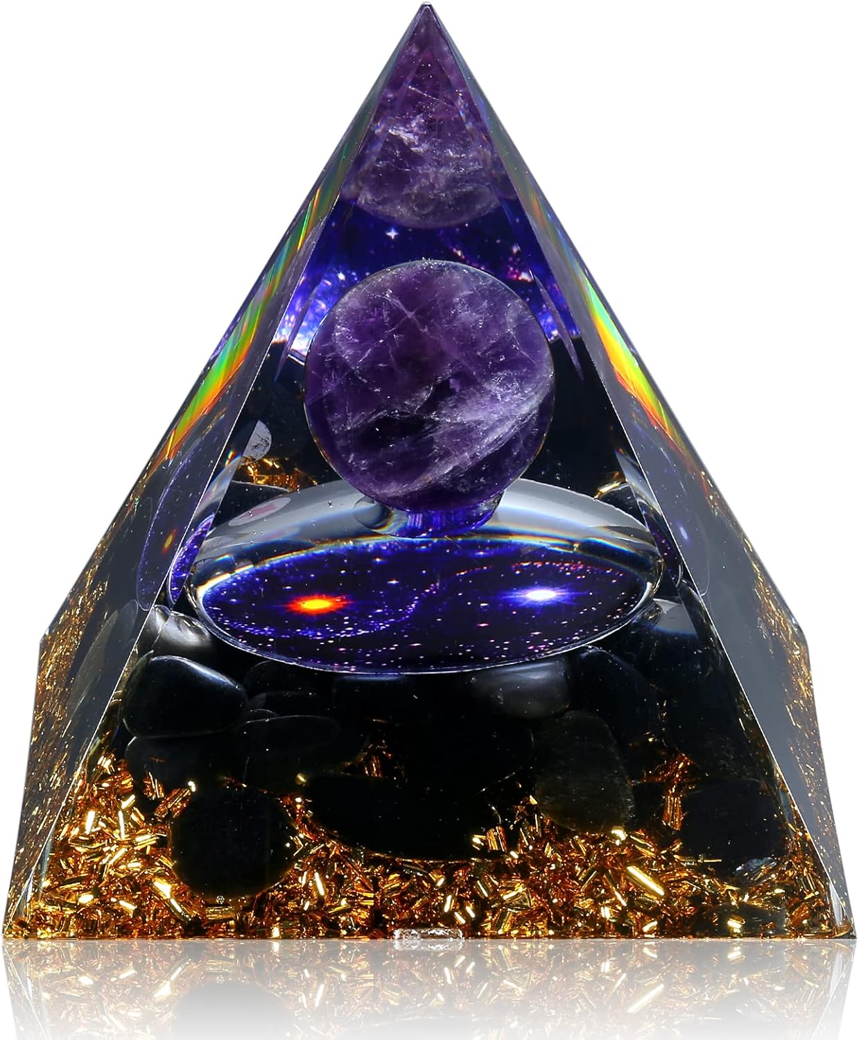 Soonby Obsidian & Amethyst Orgone Pyramid