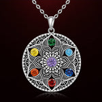 Chakra Healing Necklace - Sterling Silver Lotus Jewelry - Maria