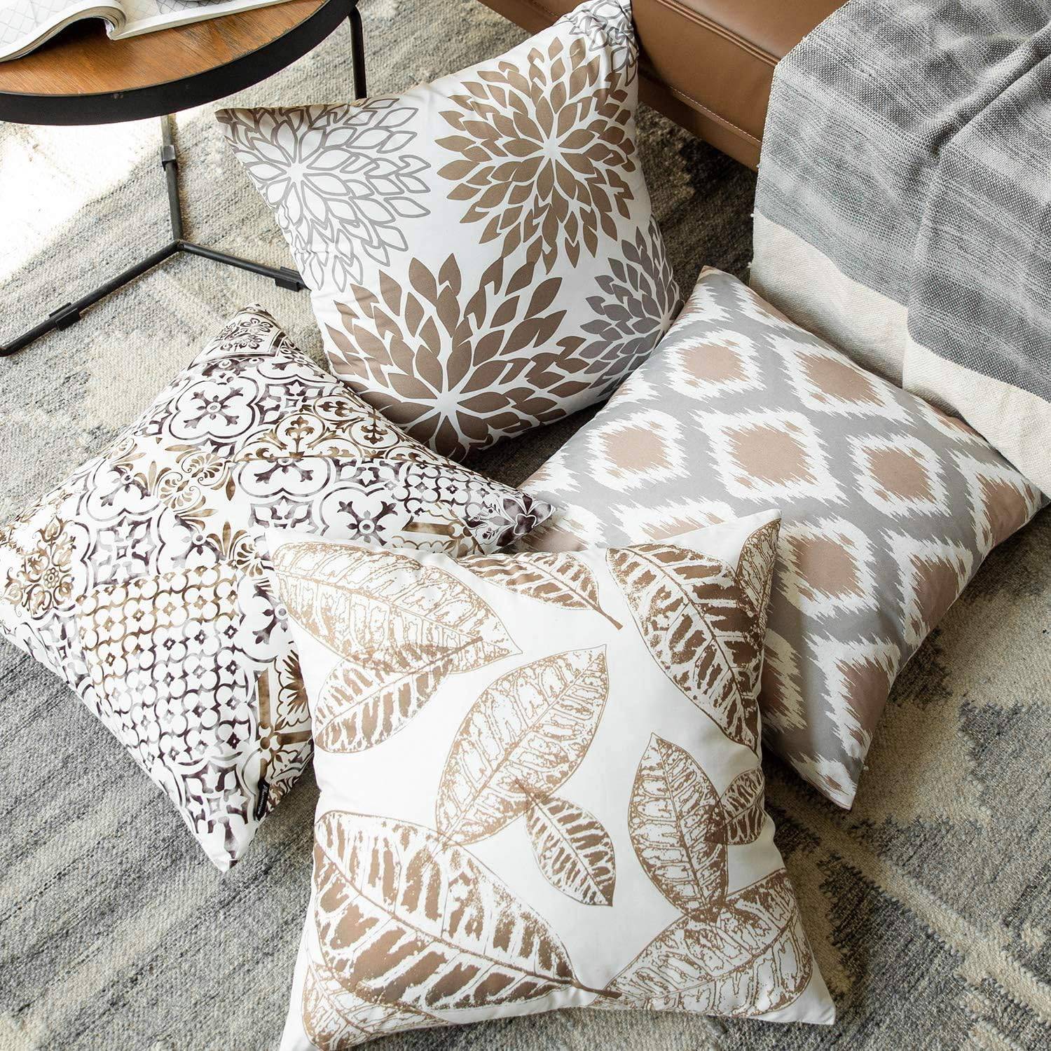 Fall Leaf Geometric Pillow Covers Set - Maria