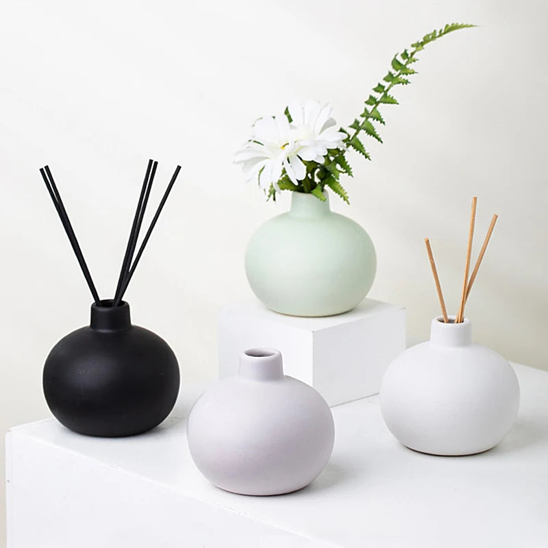 Round Ceramic Hydroponic Vase & Reed Diffuser - Maria