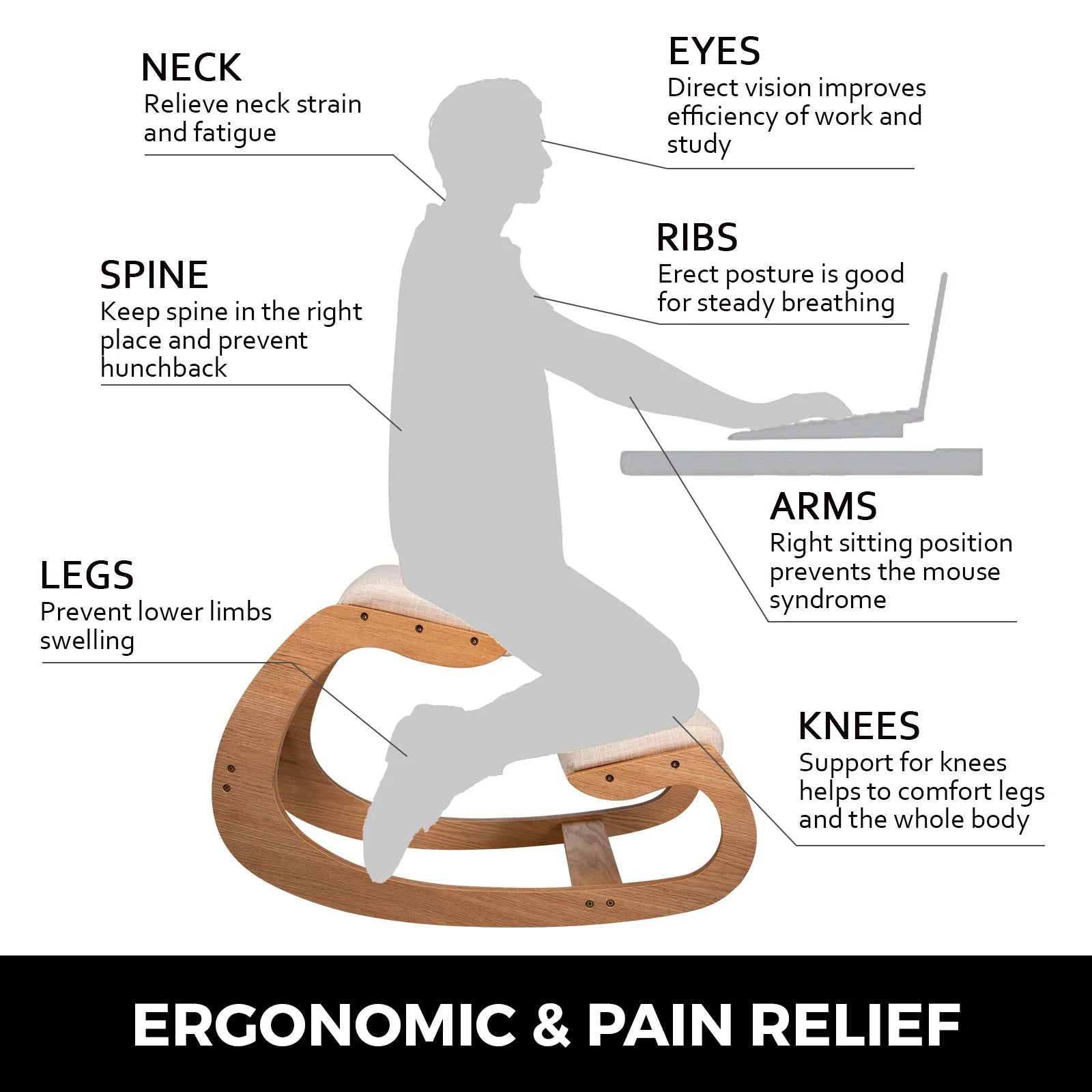 Ergonomic Kneeling Chair for Better Posture - Maria