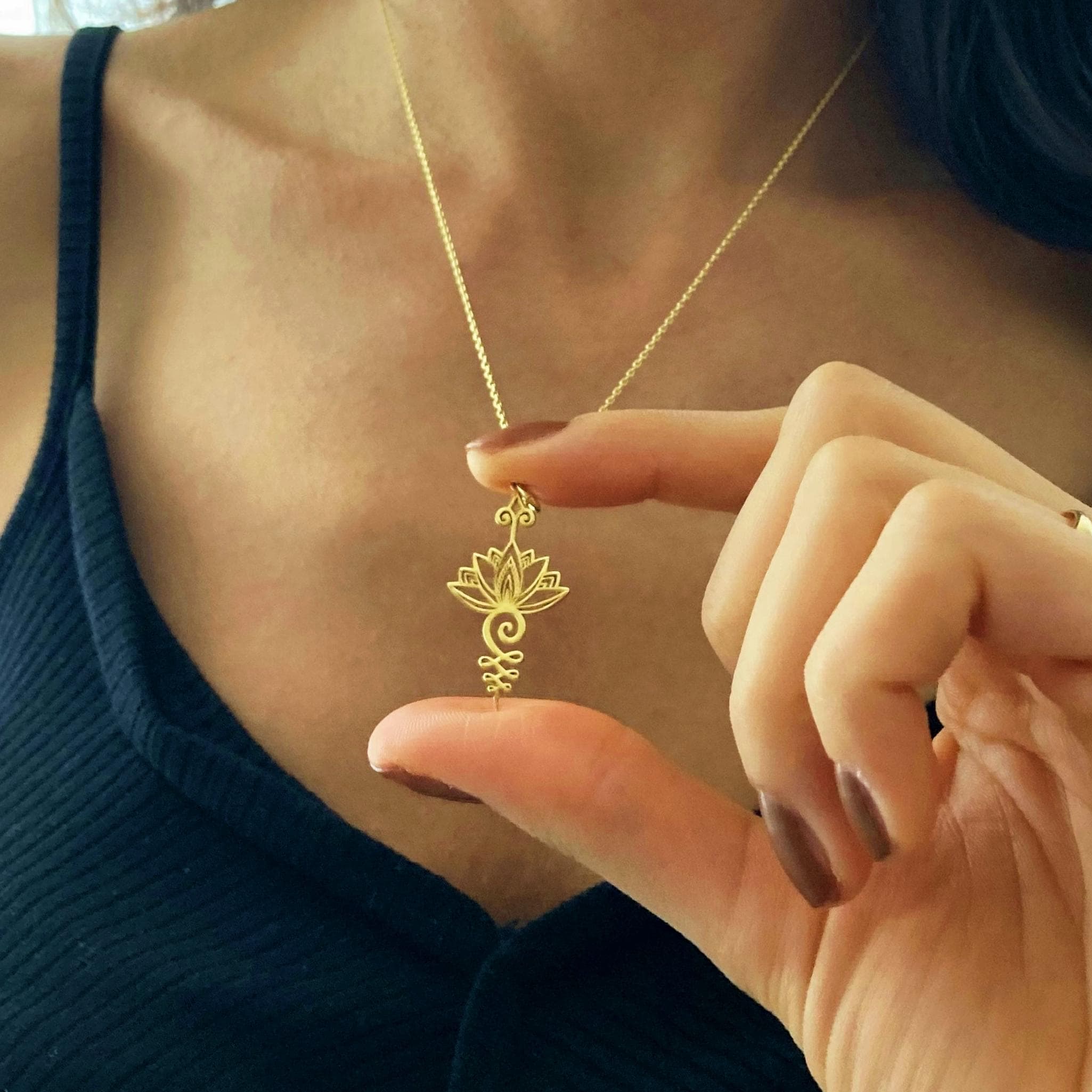 Enlighten Adornments: Lotus & Unalome Necklace Collection